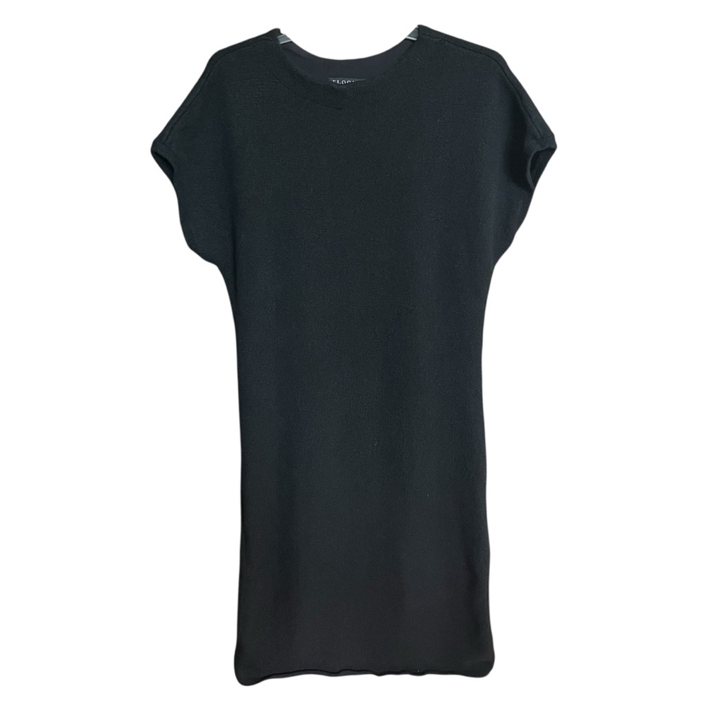 Eloquii Black Heavy Knit Short Sleeve Midi Sweater Dress Size 14/16 Boat Neck